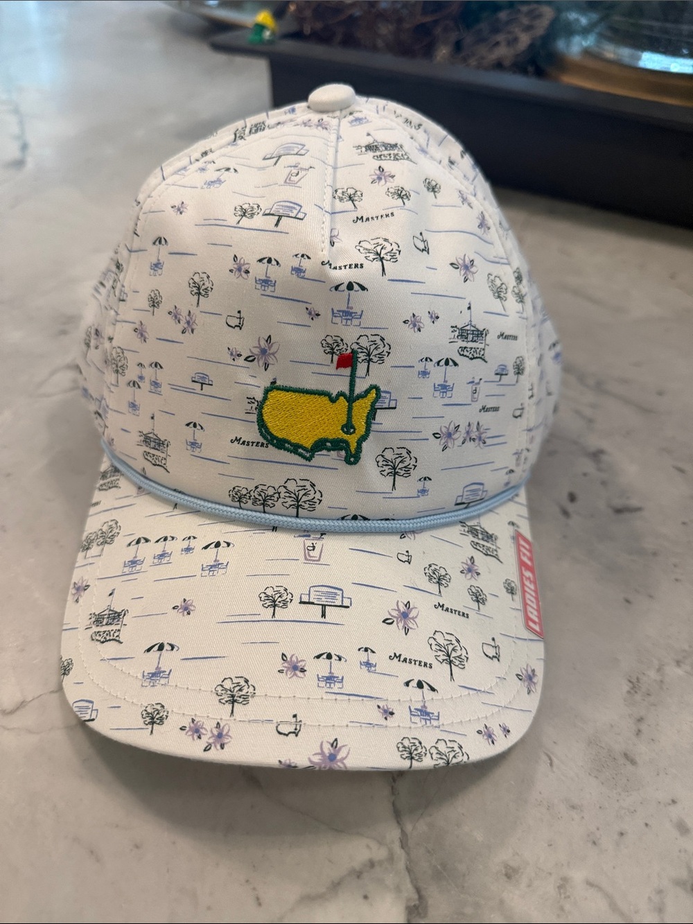 Masters White Golf Cap with Yellow & Green Embroidered Logo